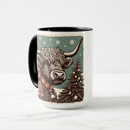 Highland Boerderij Block Print Christmas Coffee Mo Mok (Voorkant links)