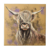 Highland Bull Ceramic Tile - Schilderen Tegeltje (Voorkant)