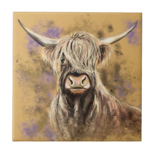 Highland Bull Ceramic Tile - Schilderen Tegeltje