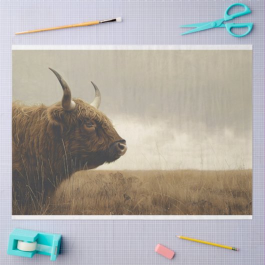 Highland Bull Landscape schilderij Decoupage Tissuepapier (Craft)