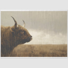 Highland Bull Landscape  schilderij Decoupage Tissuepapier