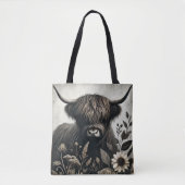 Highland Bull met zonnebloem Tote Bag (Voorkant)