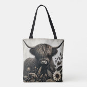 Highland Bull met zonnebloem Tote Bag (Achterkant)