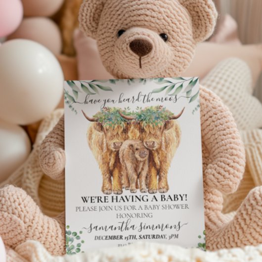 Highland Calf Baby shower Eucalyptus Moeders Kaart