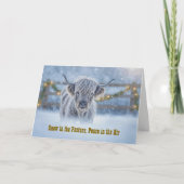 Highland Calf in a Pasture of Snow Garland Lights Kaart (Voorkant)