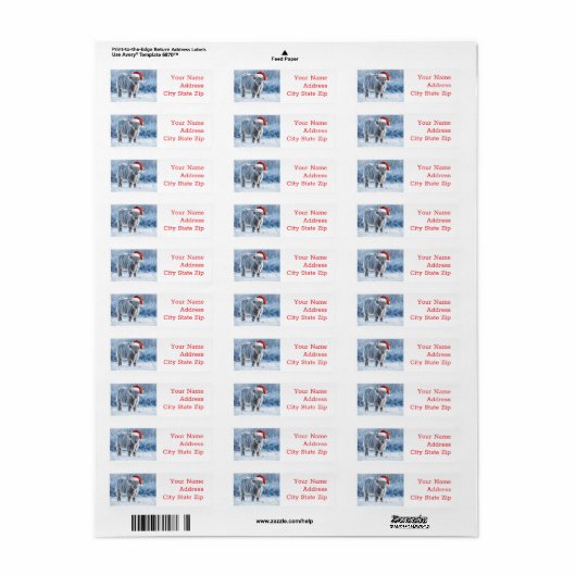 Highland Calf in de sneeuw vakantie terug adres Etiket (Full Sheet)