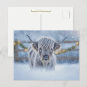 Highland Calf in Snow Christmas Holiday Briefkaart (Voorkant / Achterkant)