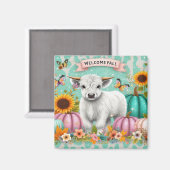 Highland Calf te midden van herfstpompoenen en zon Magneet (Voorkant / Achterkant)