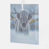 Highland Calif in the Snow Country Cute Glas Ornament (Voorkant links)