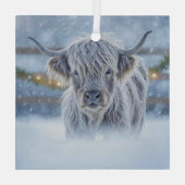 Highland Calif in the Snow Country Cute Glas Ornament (Achterkant)