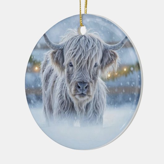 Highland Calif in the Snow Country Cute Keramisch Ornament (Links)