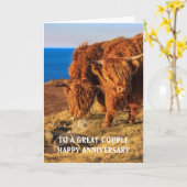 Highland Cattle Jubileum Card Kaart (Gele Bloem)