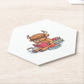 Highland Cattle Koe Lees boeken Drink Coffee Class Kartonnen Onderzetters (Schuin)