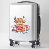 Highland Cattle Koe Lees boeken Drink Coffee Class Sticker (Koffer)