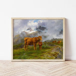 Highland Cattle | Rosa Bonheur Poster<br><div class="desc">Highland Cattle (1876) | Rosa Bonheur’s Highland Cattle is a serene and evocative painting depicting a mother cow and her young calf standing on a mossy green mountaintop surrounded by clouds. The composition captures the rugged beauty of the highlands, with the cattle’s textured coats and gentle expressions adding warmth and...</div>