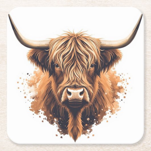 Highland Coo Coaster Kartonnen Onderzetters (Voorkant)