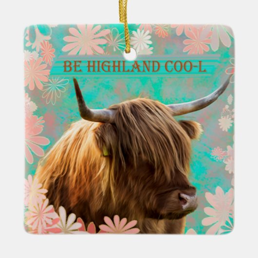 Highland Coo Keramisch Ornament (Voorkant)