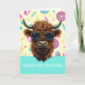 Highland Cool Koe HAPPY BIRTHDAY Kaart (Voorkant)