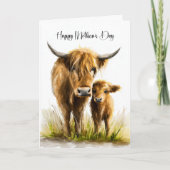 Highland Cow and Calf Mother's Day Feestdagen Kaart (Voorkant)