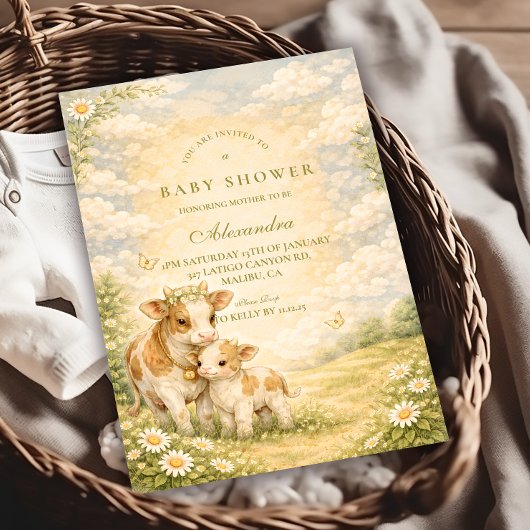 Highland Cow Baby Shower Kaart