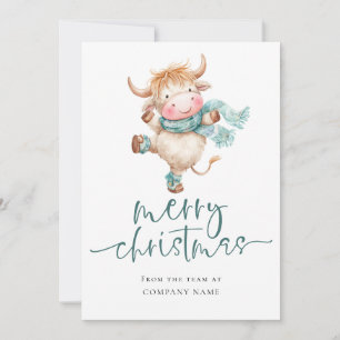 Highland Cow Bedrijfs QR logo Prettig Kerstfeest Feestdagenkaart