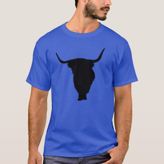 Highland Cow Black Print T-shirt (Voorkant)