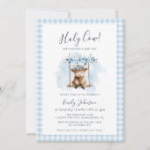 Highland Cow Boy Baby Shower Invitation Kaart (Voorkant)
