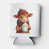 Highland Cow Brushstroke Christmas T-Shirt (4) Blikjeskoeler (Voorkant)