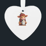 Highland Cow Brushstroke Christmas T-Shirt (4) Ornament<br><div class="desc">Highland Cow Brushstroke Christmas T-Shirt (4)</div>