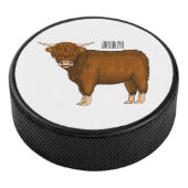 Highland cow cartoon illustration  hockey puck (3/4)