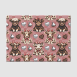 Highland Cow Chocolate Kisses and Bows Gift Liner Tissuepapier