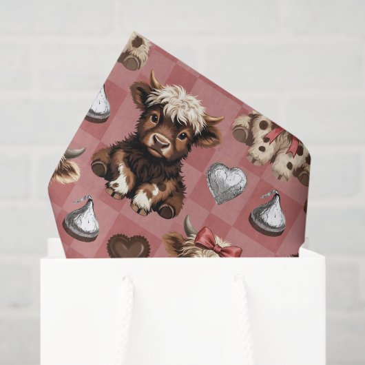 Highland Cow Chocolate Kisses and Bows Gift Liner Tissuepapier (Cadeauzakje)