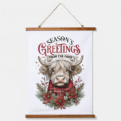 Highland Cow Christmas Art – Rustic Farmhouse  Hangend Wandkleed (Voorkant)