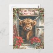 Highland Cow Christmas Briefkaart (Voorkant / Achterkant)