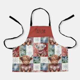 Highland Cow Christmas Cute Personalized Kids Schort