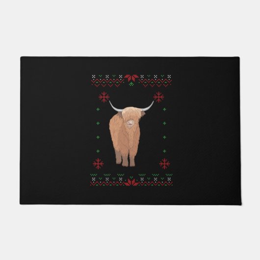 Highland Cow Christmas Deurmat (Voorkant)