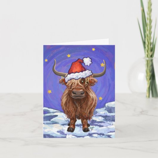 Highland Cow Christmas Feestdagen Kaart (Voorkant)