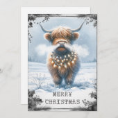 Highland Cow Christmas Feestdagenkaart (Voorkant / Achterkant)