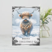 Highland Cow Christmas Feestdagenkaart (Staand voorkant)