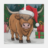 Highland Cow Christmas Glas Ornament (Achterkant)