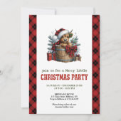 Highland cow Christmas invite with holly berries Kaart (Voorkant)
