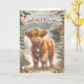 Highland Cow Christmas Kaart (Gele Bloem)