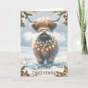 Highland Cow Christmas Kaart