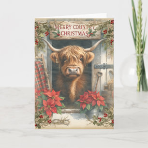 Highland Cow Christmas Kaart