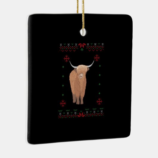 Highland Cow Christmas Keramisch Ornament (Rechts)