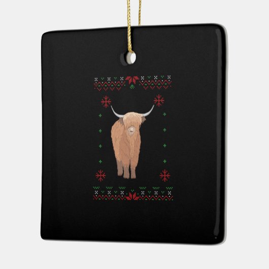 Highland Cow Christmas Keramisch Ornament (Links)