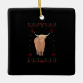 Highland Cow Christmas Keramisch Ornament (Voorkant)