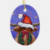 Highland Cow Christmas Keramisch Ornament (Achterkant)
