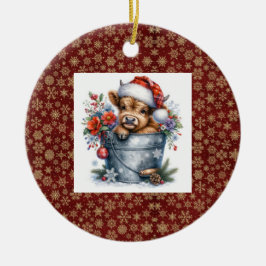 Highland Cow Christmas Keramisch Ornament