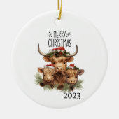 Highland Cow Christmas Keramisch Ornament (Voorkant)